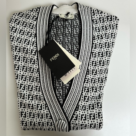 Fendi Wo Logo Ff Interlace Cardigan White - Picture 2 of 7